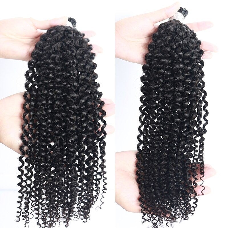 Kinky Curly Human Hair i Tip Microlinks Bulk Braiding Human Hair Bundl