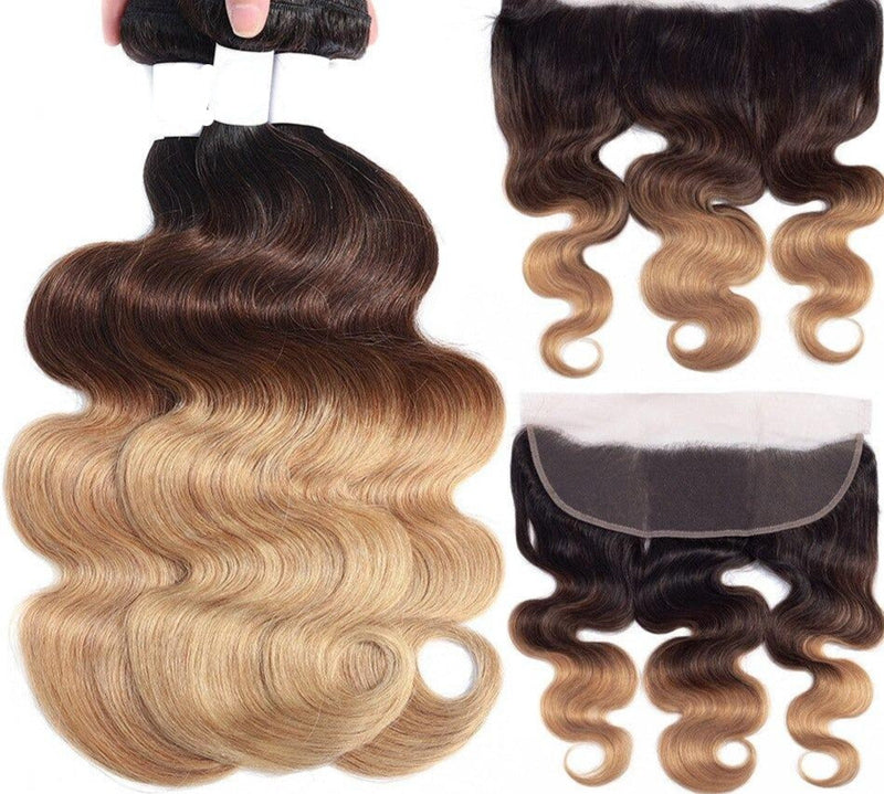 10A Grade #1B/4/30 Body Wave #1B/4/27 BUNDLES with CLOSURES & FRONTALS