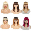#613 Brazilian 99J Burgundy Short Bob Remy Straight Human Hair Wigs