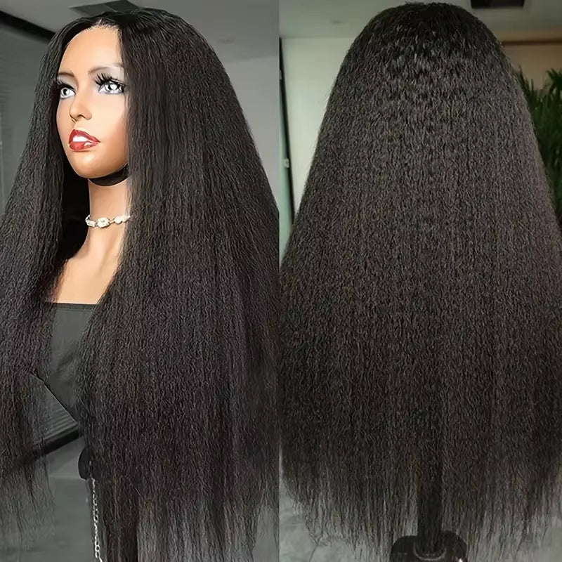 180% Density Full 4x4 Transparent Lace Front Kinky Straight Human Hair