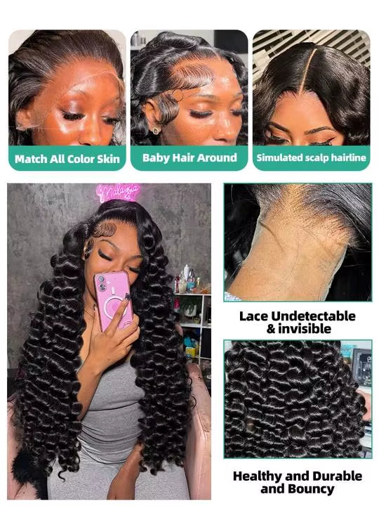 180% Density Full 4x4 Transparent Lace Front Loose Wave Human Hair Wig