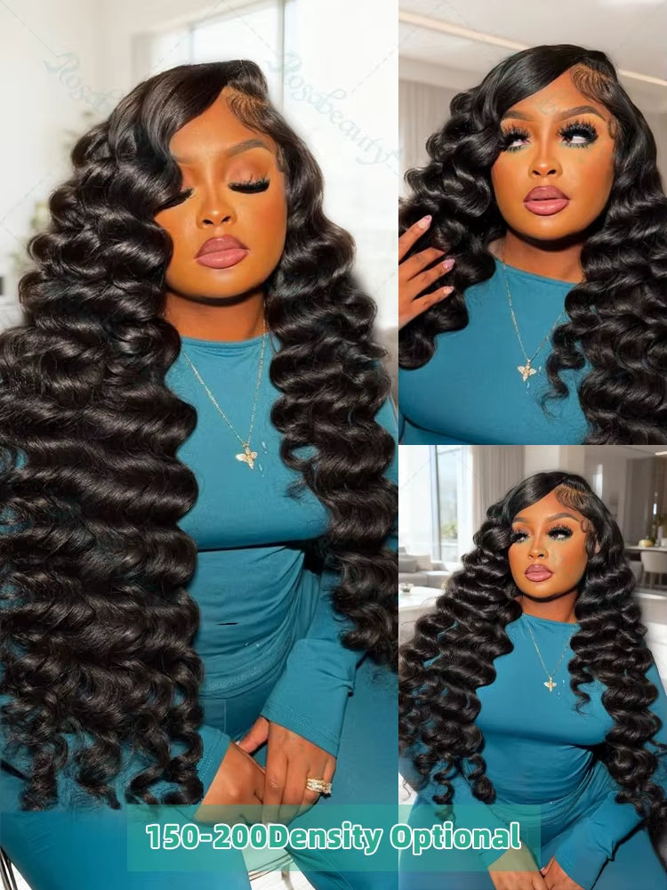 180% Density Full 4x4 Transparent Lace Front Loose Wave Human Hair Wig