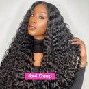 180% Density Full 4x4 Transparent Lace Front Deep Wave Human Hair Wigs