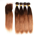 #4/30 Straight Ombre 10A Grade Body Wave #30 BUNDLES with 4x4  CLOSURE