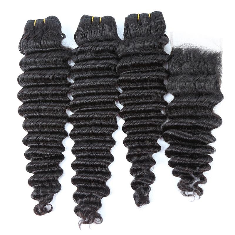 Beumax Double Drawn 12A Grade Loose Deep Wave BUNDLES with CLOSURES &