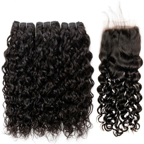 Super Double Drawn 12A Grade Water Wave BUNDLES with CLOSURES & FRONTA