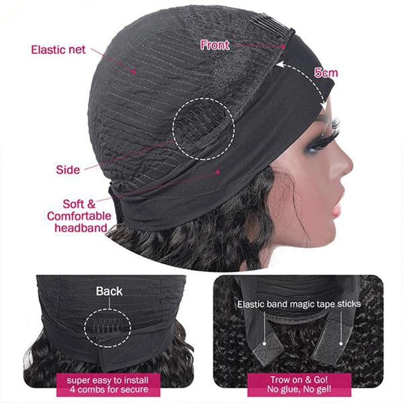 Burgundy Headband Body Wave Human Hair Wig