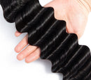 Brazilian 3/4 Fancy Deep Wavy Fumi Human Hair bundles with 4x4 Closure
