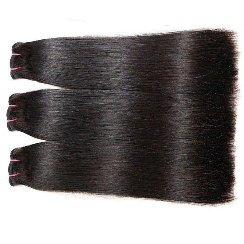 Super Double Drawn 12A Grade Straight Hair BUNDLES with CLOSURES & FRO