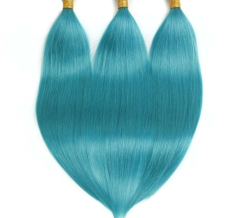 10A Grade Light Blue Straight BUNDLES with CLOSURES & FRONTALS