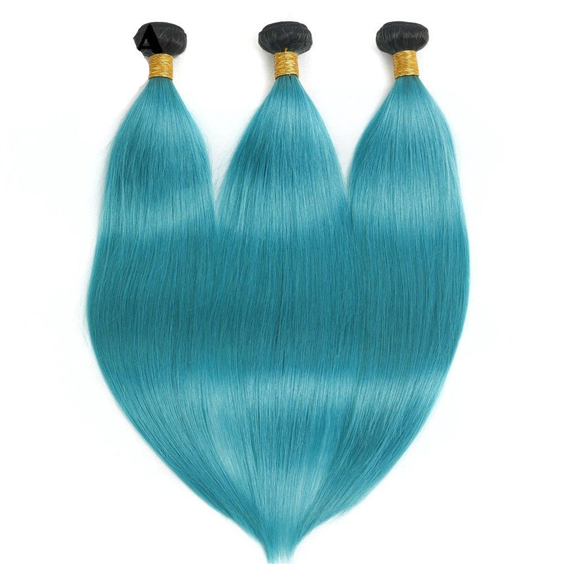 10A Grade Light Blue Straight BUNDLES with CLOSURES & FRONTALS