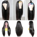 Headband Wig Straight Human Hair Scarf Wig No GLUE Easy Wear for Women