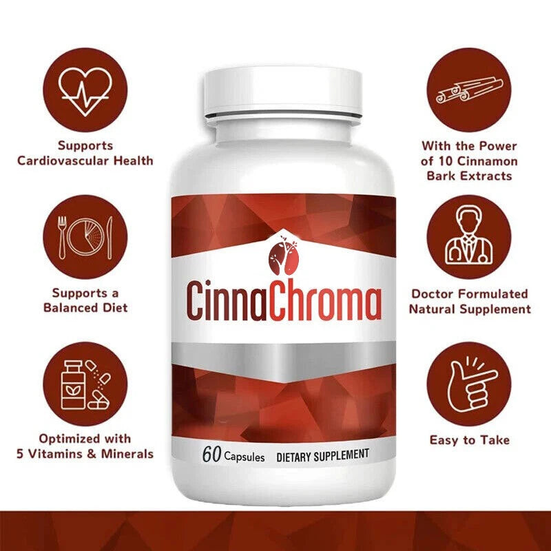 CinnaChroma 60 Cinnamon Capsules - Contains Chromium and Vanadium Pyridinate