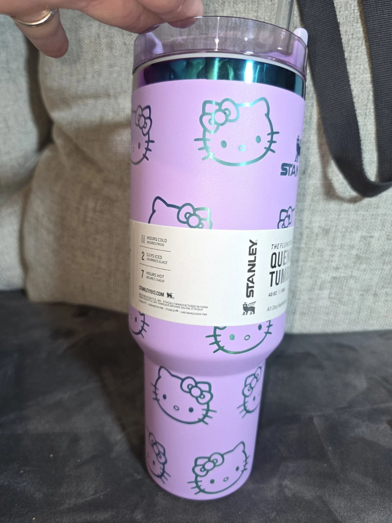 STANLEY x Hello Kitty FlowState Quencher H2.0 Tumbler 40 oz Purple + Necklace