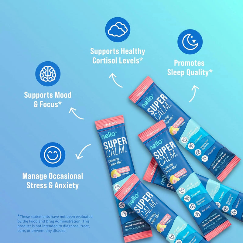 Supercalm Powdered Drink Mix Raspberry Lemonade, Relaxation Focus, 20ct