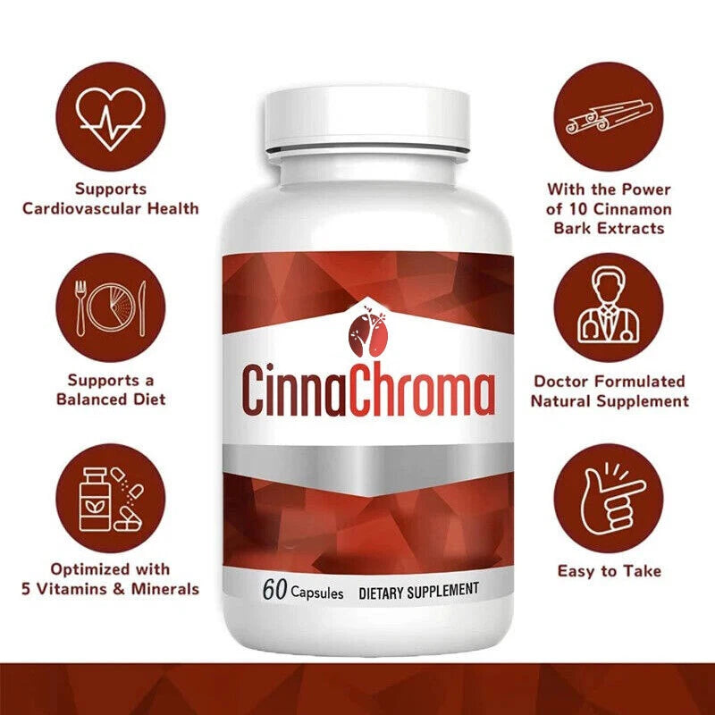 CinnaChroma 60 Cinnamon Capsules - Contains Chromium and Vanadium Pyridinate