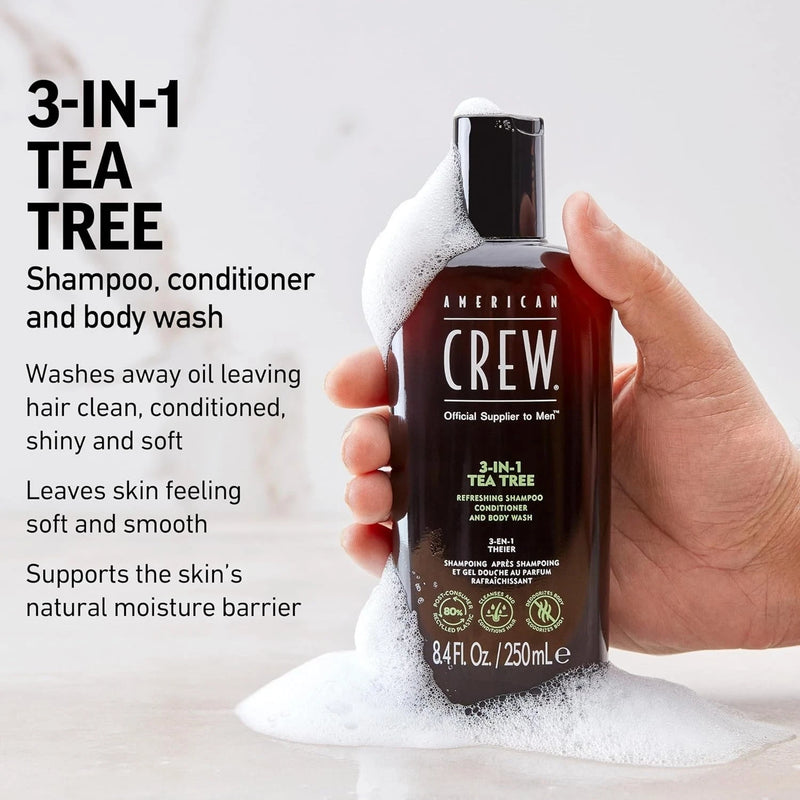 American Crew 3 in 1 Tea Tree Shampoo & Conditioner and Body Wash 33.8 Fl.oz NEW