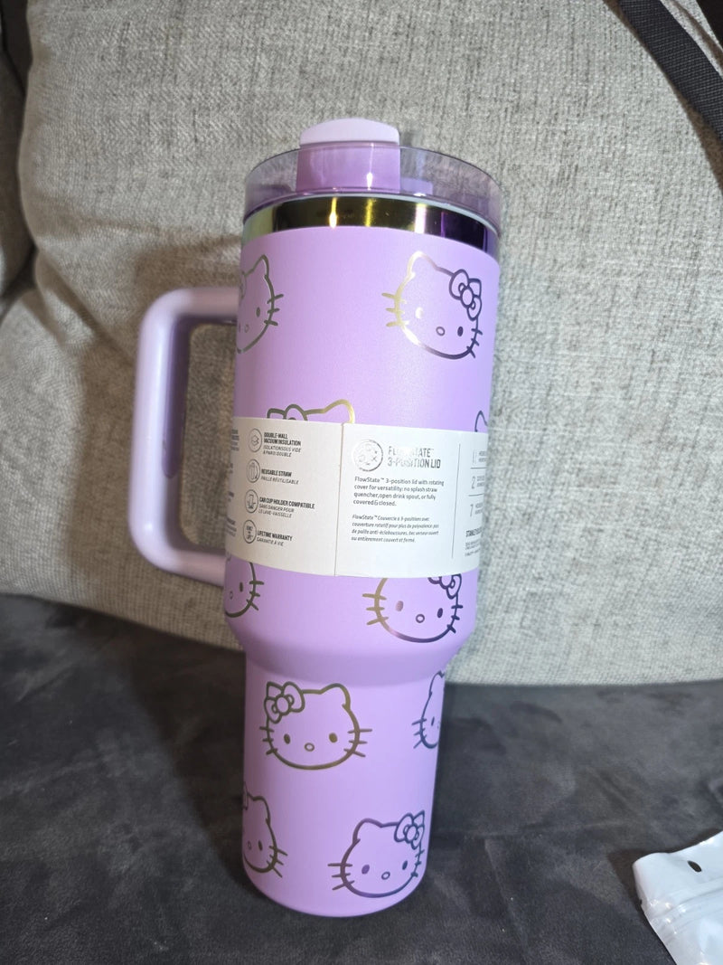 STANLEY x Hello Kitty FlowState Quencher H2.0 Tumbler 40 oz Purple + Necklace