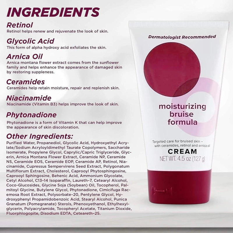 Dermend Moisturizing Bruise Formula 4.5 Oz Cream- Arms, Legs & Body Relief Cream