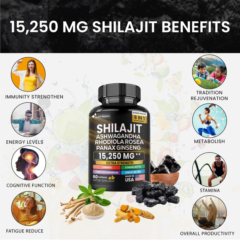 Shilajit Multivitamin (Turmeric, Ashwagandha, Ginger, Cordyceps Mushrooms)60 cap