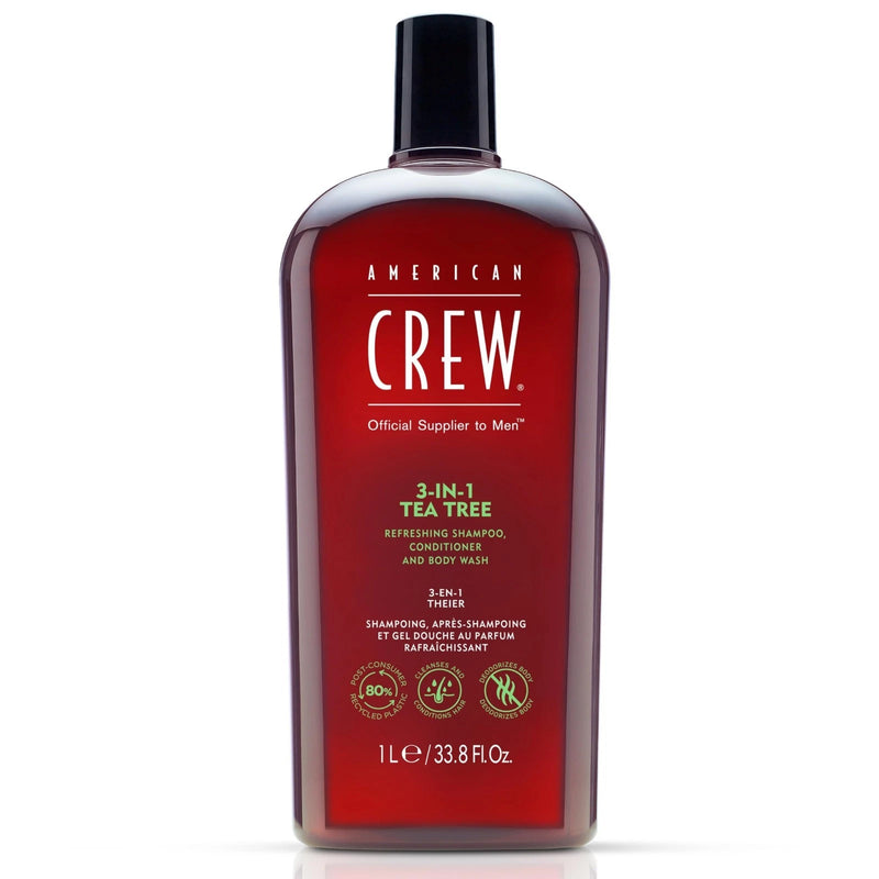 American Crew 3 in 1 Tea Tree Shampoo & Conditioner and Body Wash 33.8 Fl.oz NEW