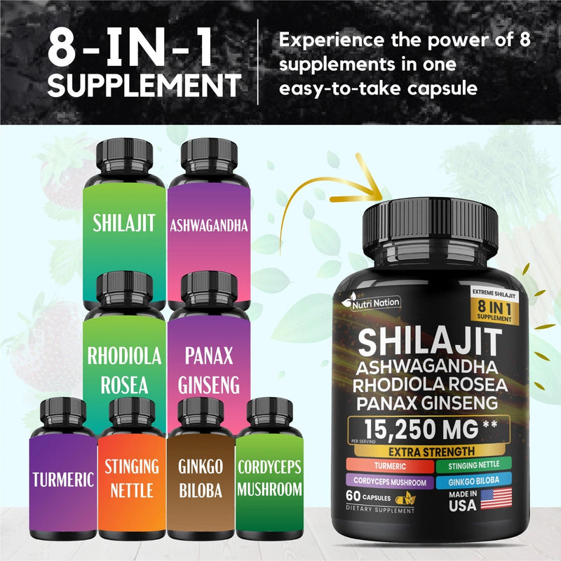 Shilajit Multivitamin (Turmeric, Ashwagandha, Ginger, Cordyceps Mushrooms)60 cap