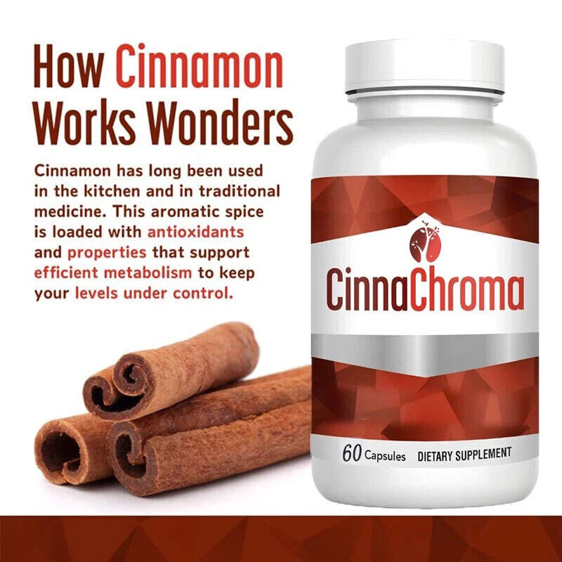CinnaChroma 60 Cinnamon Capsules - Contains Chromium and Vanadium Pyridinate