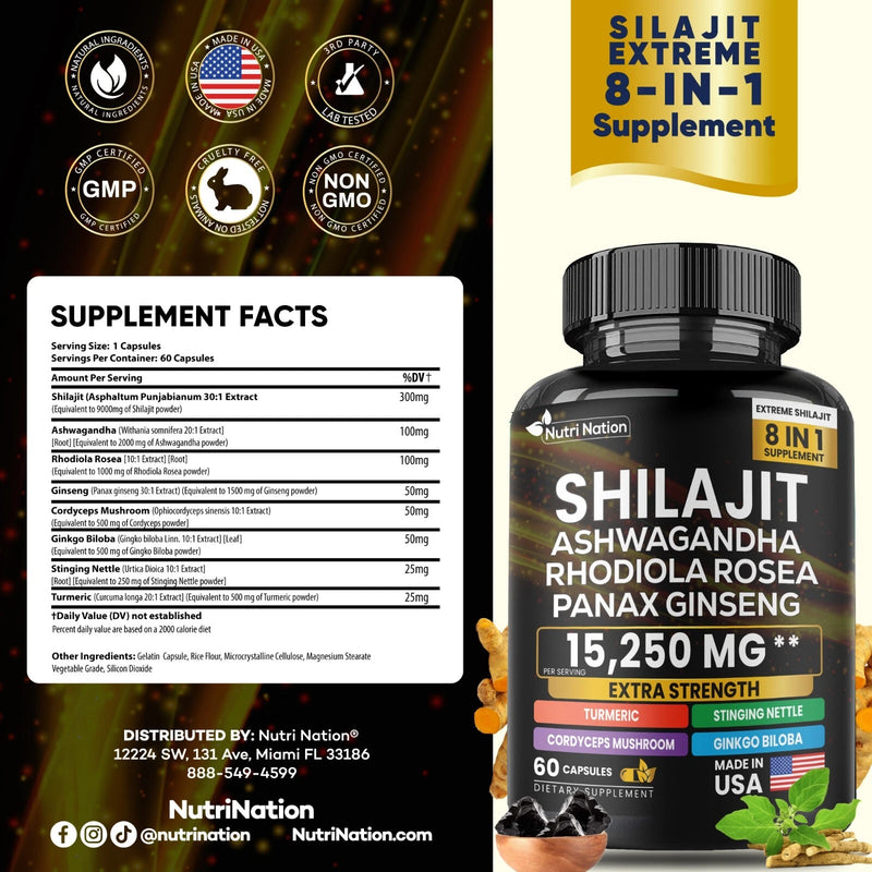 Shilajit Multivitamin (Turmeric, Ashwagandha, Ginger, Cordyceps Mushrooms)60 cap