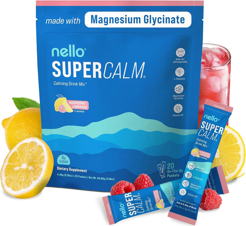 Supercalm Powdered Drink Mix Raspberry Lemonade, Relaxation Focus, 20ct