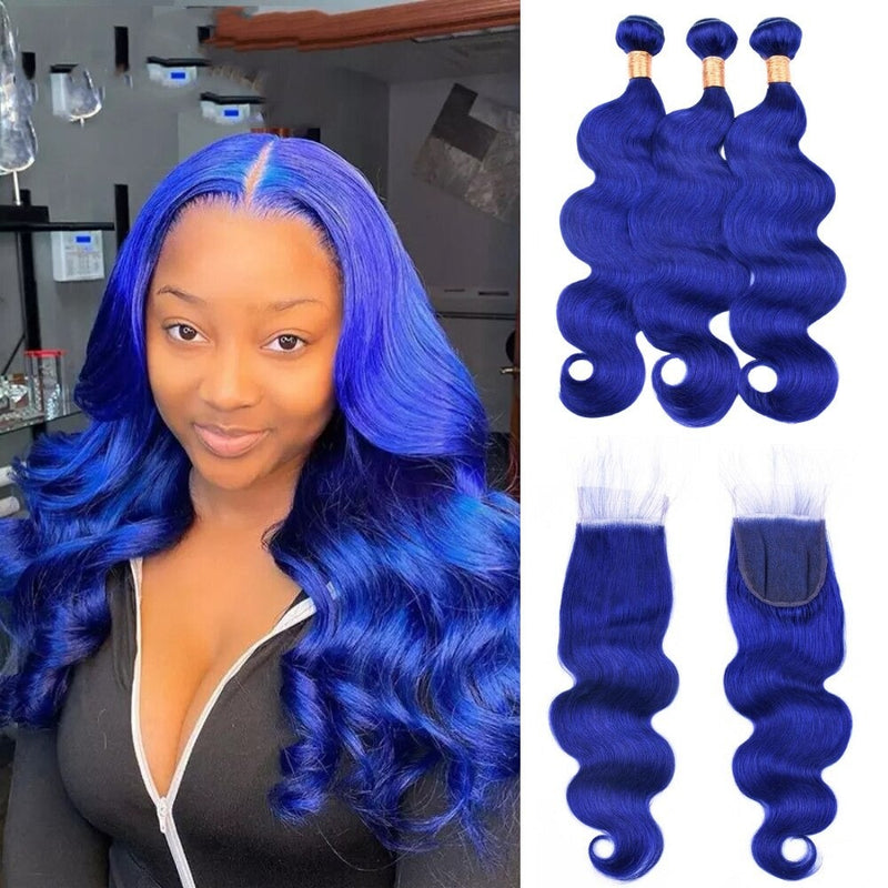 10A Grade Blue Body Wave BUNDLES with CLOSURES & FRONTALS