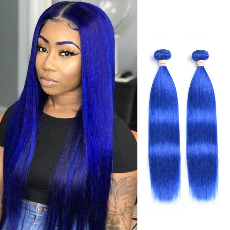 10A Grade Brazilian Blue Straight BUNDLES with CLOSURES & FRONTALS