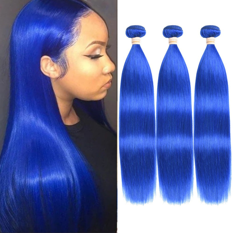 10A Grade Brazilian Blue Straight BUNDLES with CLOSURES & FRONTALS