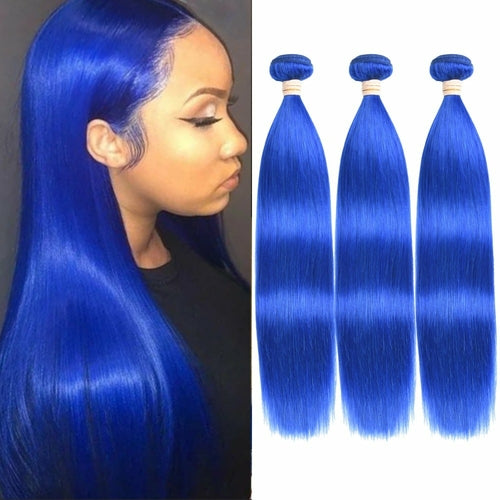 10A Grade Brazilian Blue Straight BUNDLES with CLOSURES & FRONTALS