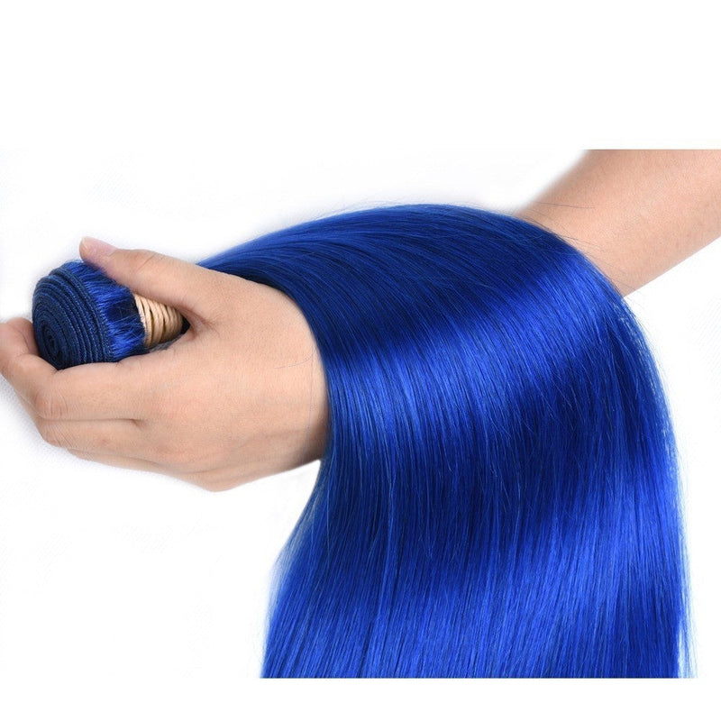 10A Grade Brazilian Blue Straight BUNDLES with CLOSURES & FRONTALS