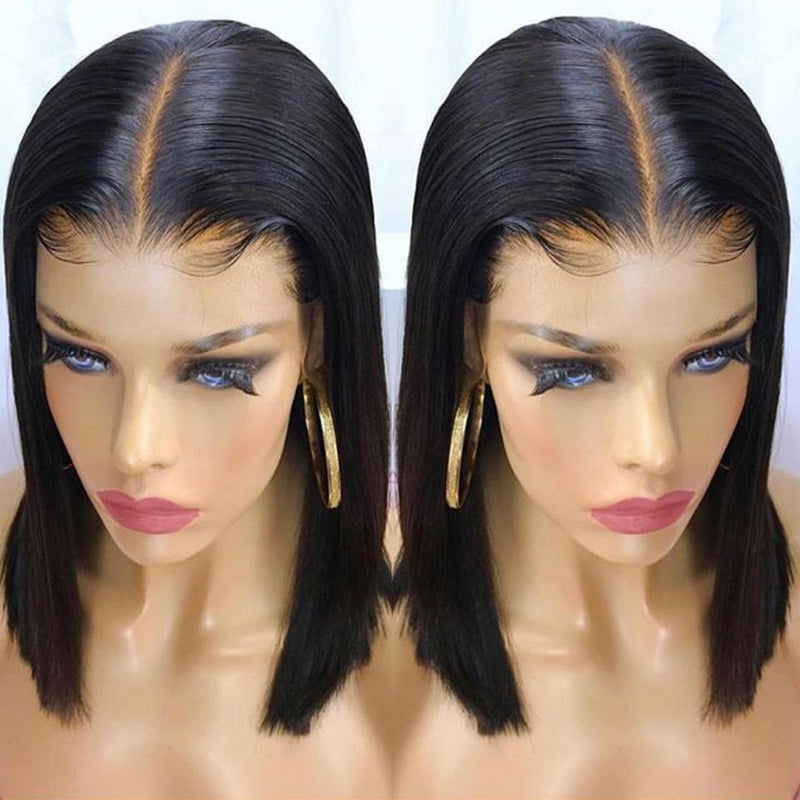 180% Density Straight 4x4 Short Bob 13x4 Lace Front Human Hair Wig