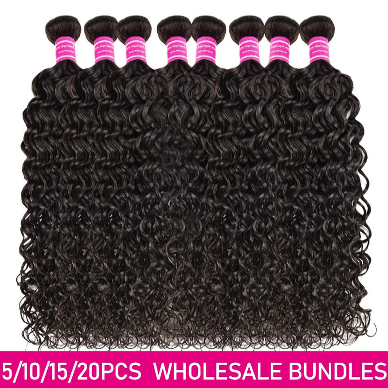 Wholesale 5/6/10/12 Bundles Brazilian Water Wave 10A Grade Human Hair