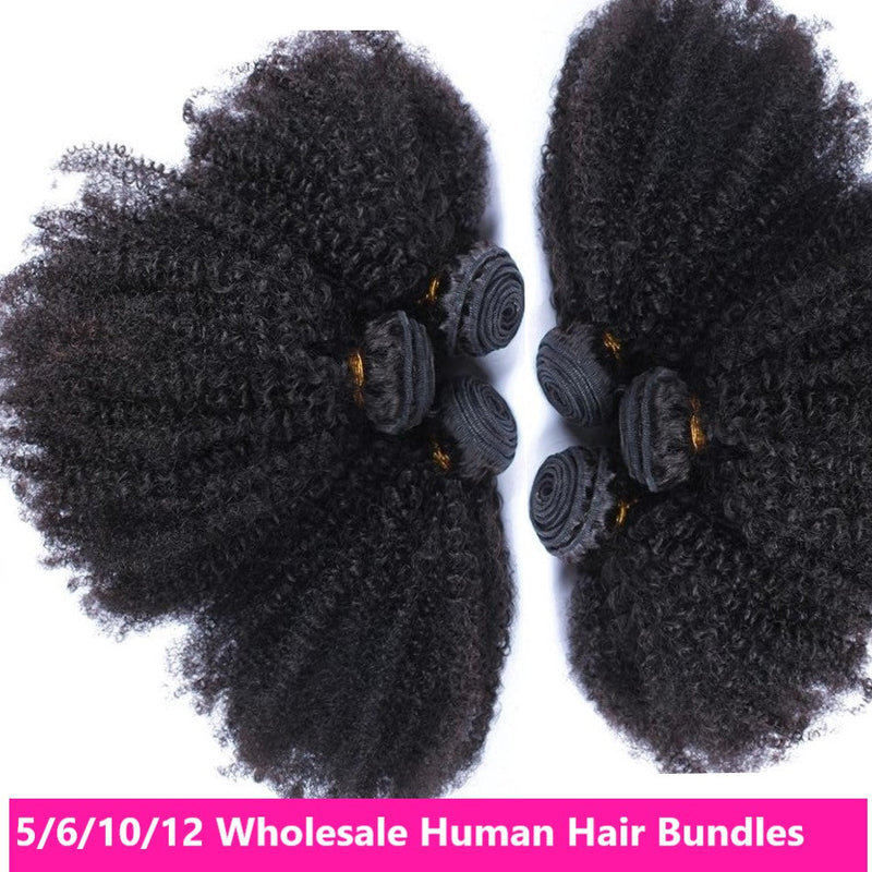 Wholesale 5/6/10/12 Bundles Afro Kinky Curly 10A Grade Human Hair Bund