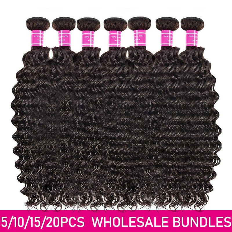 Wholesale Peruvian Deep Wave 5/6/10/12 Bundles 10A Grade Human Hair Bu